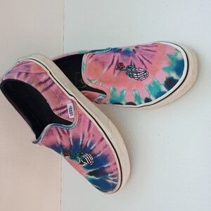 Size 6 Vans Multicolor Skeleton Slip-On Tie-Dye Limited Edition Grateful Dead